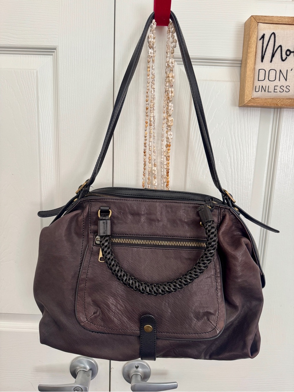 NWOT Joy Gryson Olivia Espresso/ Brown/Textured Handbag